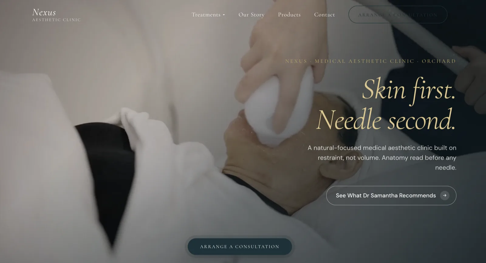 Nexus Aesthetic Clinic homepage, desktop